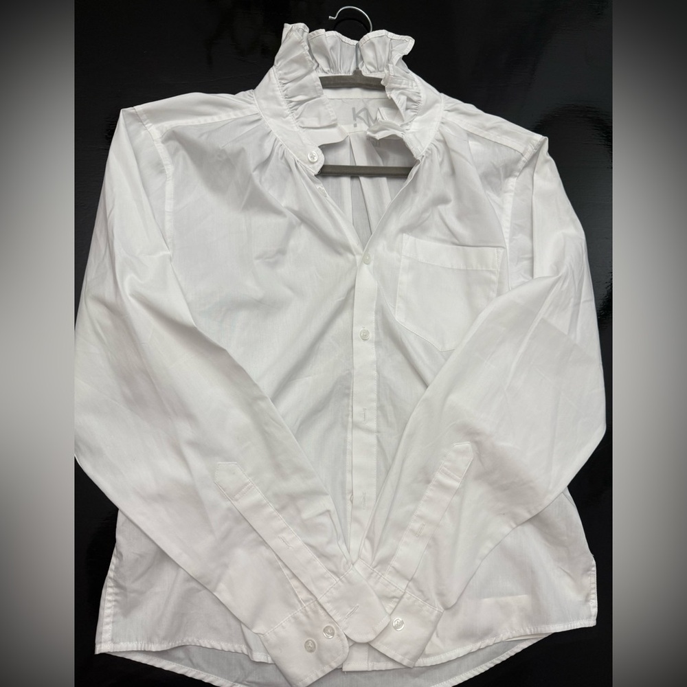 KMJ White Button Down Shirt Crisp Cotton Top